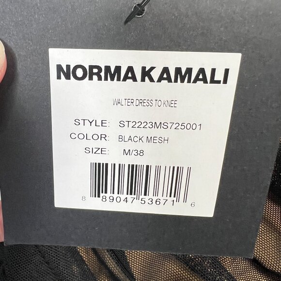 NWT Norma Kamali Walter Dress Ruched Sheer Knee Bodycon Fitted Black Medium - Picture 16 of 16